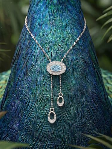 Image of Clara 925 Sterling Silver Blue Pendant Necklace with Chain | Platinum Plated |Minimal Daily Wear | Gift for Women & Girls