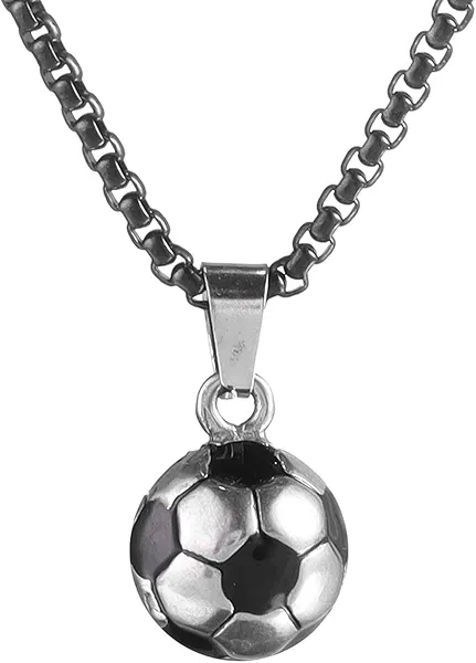 YWLI Soccer Ball Necklace Men Stainless Steel Soccer Pendant Necklace Soccer Fan Gift for Unisex Jewelry Mens Womens