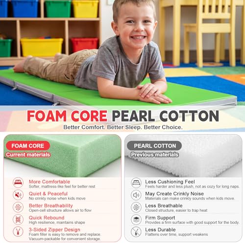 Image of Wesiti 5 Pcs Kids Nap Mats for Preschool Daycare Bulk, Multicolor | 1.37 inch Thick 3 Section Sleeping Mats for Toddler, Waterproof, Kindergarten Classroom Back to School Supplies, 47 inchL x 24 inch W