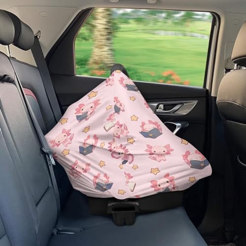 Image of Breast Feeding Cover Cat Carseat Covers Baby, Pink Axolotl Nursing Covers Breast Feeding Covers for Women, Multi Use Infant Carseat Canopy