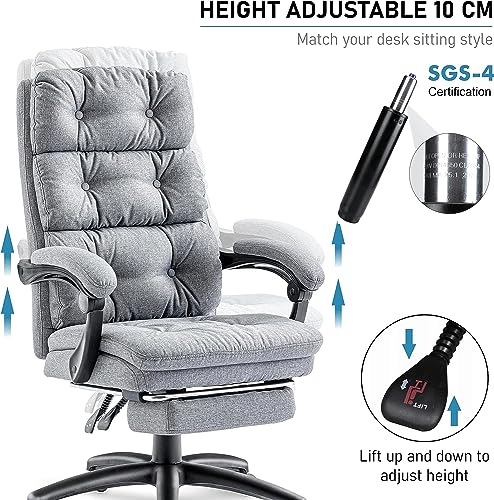 Blisswood Executive Office Chair With Footrest & Lumbar Support Ergonomic Recliner Computer Desk Chair Adjustable Back Rest Heavy Duty 360° Swivel Gaming Chair (Dark Grey) - Image 5