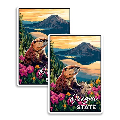 Oregon State Magnet 4 Inch 2-Pack Collectible Map Beaver – Strong Vinyl Decorative Travel Magnets for Fridge Locker Kitchen Office – Cute Fun Aesthetic Cool Durable & Long-Lasting Souvenir ID44999