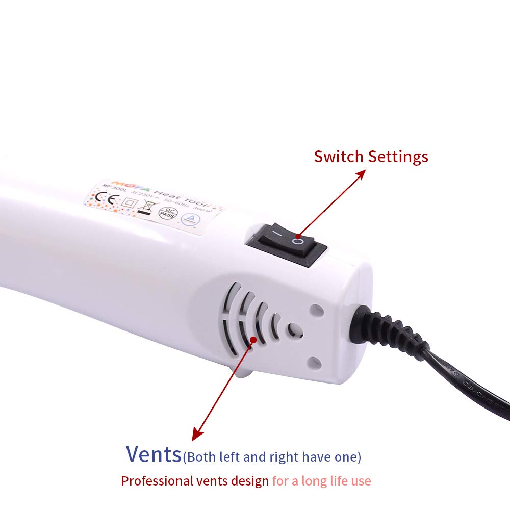 mofa Neu Mini Heißluftpistole Elektrische 300W Mini Shrink Heat Tool Embossing Heat Tool Mini Heißluftfön DIY Werkzeug (Weiß)