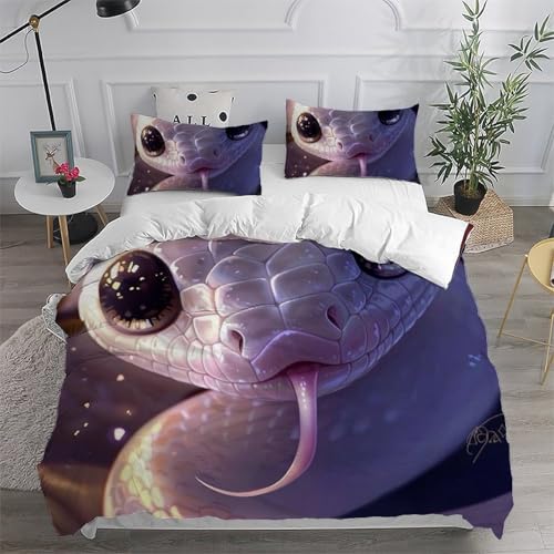 Parure de lit serpent blanc 3D 200x200 100% coton - 6