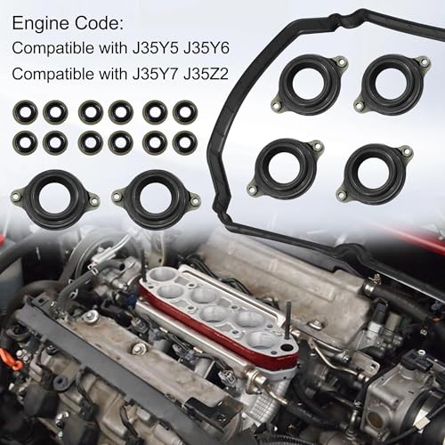 Image of 0362072 Valve Cover Gasket Set with Spark Plug Seals Fit 2013-2021 for Acura Mdx RDX RLX TLX Honda Accord Crosstour Odyssey Passport Pilot Ridgeline 3.0L 3.5L V6 J35Y5 J35Y6