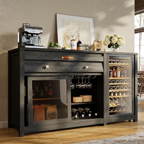 Large Coffee Bar Cabinet with Fridge & Storage