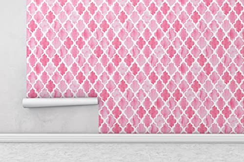 Image of DWELLSINDIA Pink Moroccan Pattern Wallpaper for Living Room | Self Adhesive Peel & Stick, Thick Textured Premium Paper | Waterproof, Scratch Resistant | Bedroom & Dining Room | 41 x 244 cm