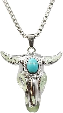 Bull Necklace For Men Stainless Steel Chain Silver Animal Western Bull Head Pendant Necklace For Men Women Hypoallergenic Non Tarnish Jewelry