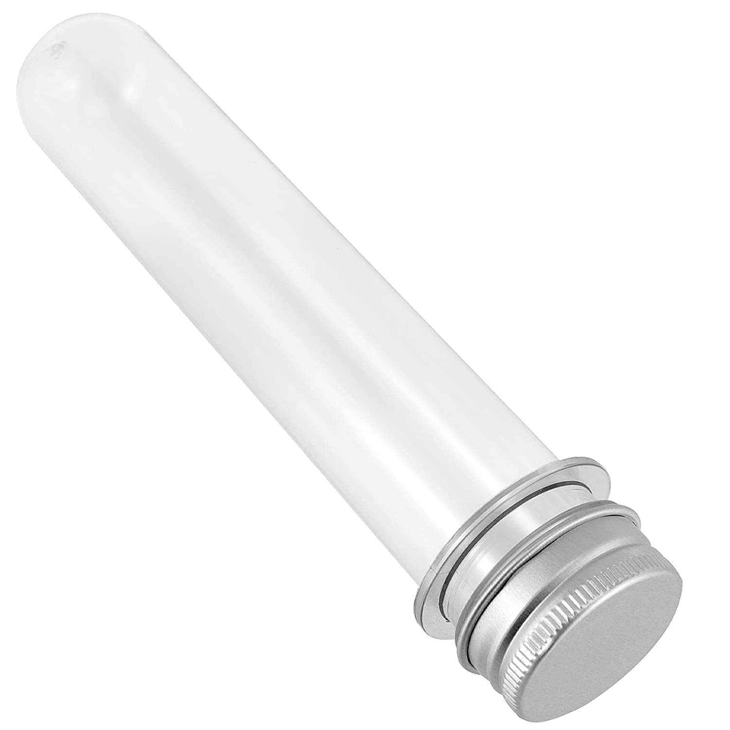 HAKZEON 75 tubos de ensayo de plástico de 40 ml con tapas, tubos de ensayo transparentes de 140 x 25 mm con hojas de protección de sello para experimentos científicos, recipiente de sal de caramelos