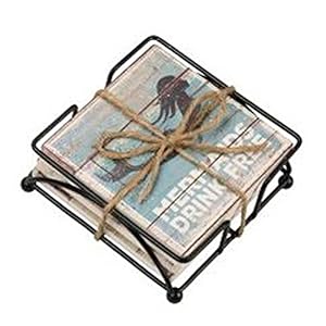   Primitives-by-Kathy-30899-Absorbent-Stone-Coaster-Set-Beach