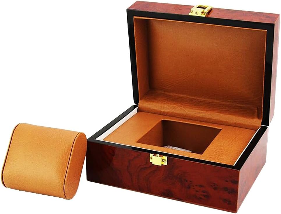 Cushion Interior Wooden Lock Clasp Solid Metal Jewelry Watch Storage Display Box Showcase Mens Gift 18.5x13.5x8.5cm