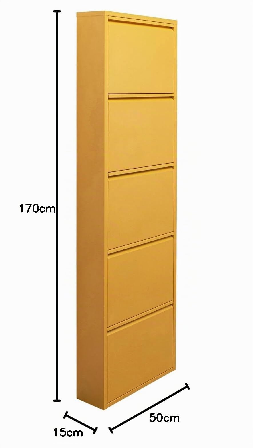 KARE Caruso Boîte à Chaussures Design en Acier 5 Compartiments pour 10 Paires de Chaussures Jaune 170 x 50 x 15 cm
