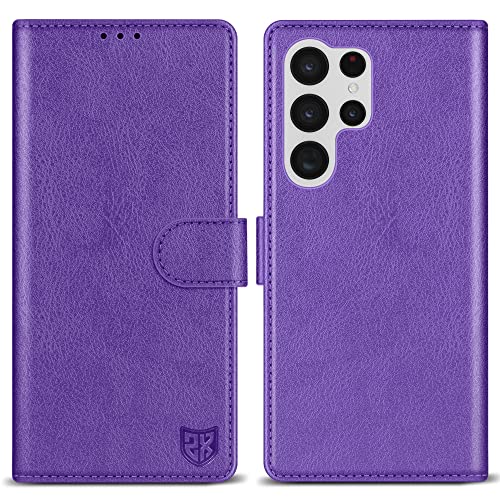 ZZXX for Galaxy S22 Ultra Wallet Case Magnetic Closure 6.8 inch,Purple - image 1