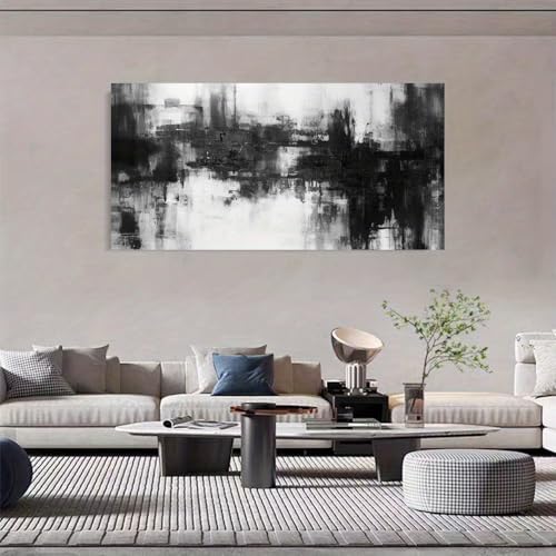 Grand tableau abstrait AEFOUU finition premium avec cadre intérieur en bois