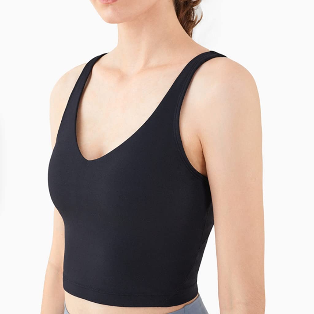 Sujetador de yoga Nylon Mujer Gimnasio Sexy Deporte Entrenamiento Correr Top corto de alto impacto Halter Entrenamiento atlético Fitness Push-up Top (Color : Black, Size : S code) (Black XL code)