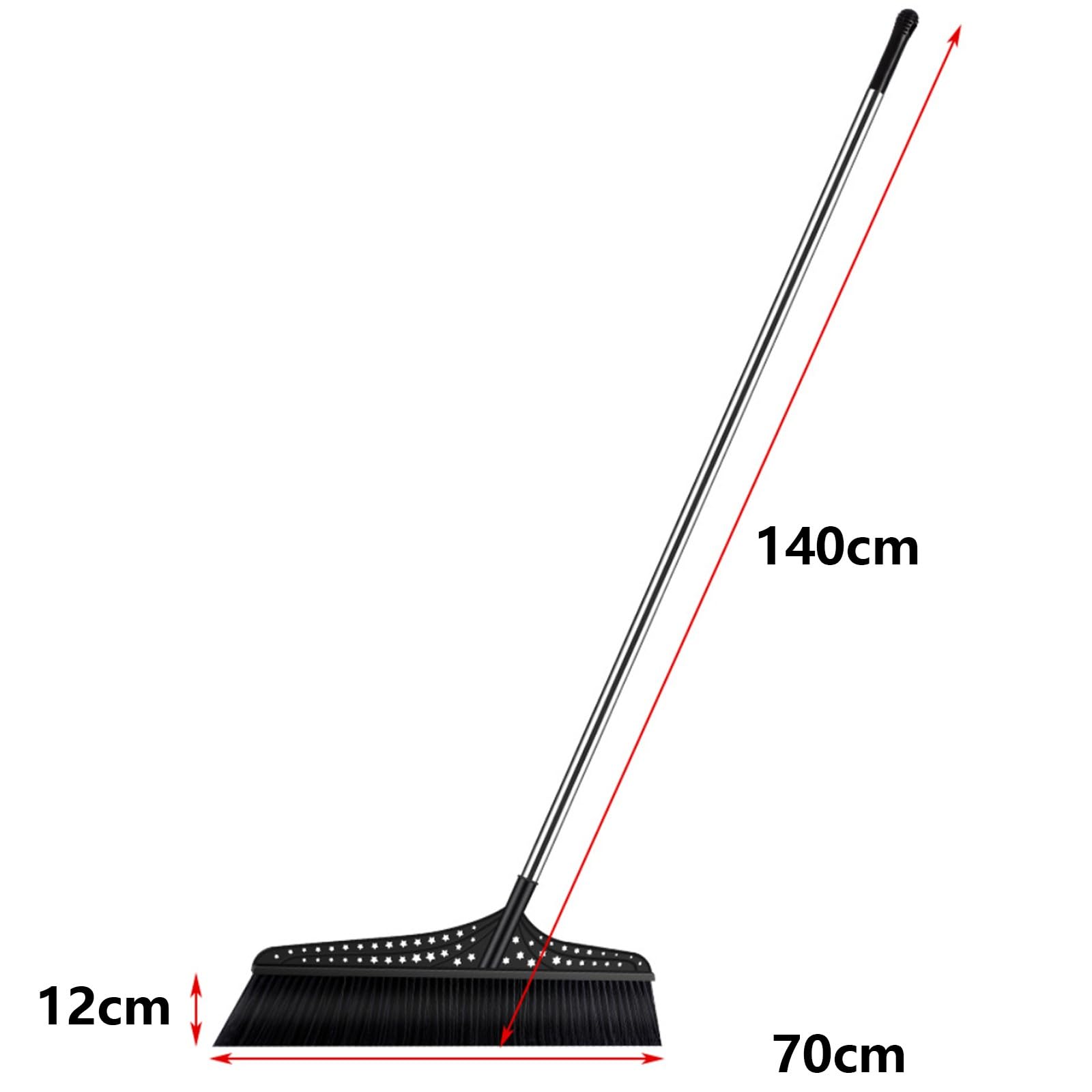 Besen für den Außenbereich, robuster Kehrbesen mit langlebigen Borsten, Küchenbesen für Einfahrten, Höfe, Freiflächen(Black,50cm)