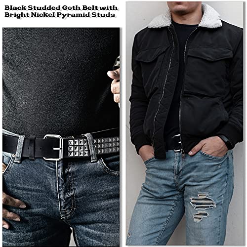 Geyoga Studded Belt Metal Punk Rock Rivet Belt Punk Leather Belt Threads Studded Goth Belt With Pyramid Studs For Women Men() #TOP4