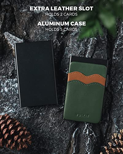 Image of VULKIT Credit Card Holder Minimalist Slim Pop Up Wallet with Leather Slots RFID Blocking for Men and Women Holds 7 Cards and Notes Green