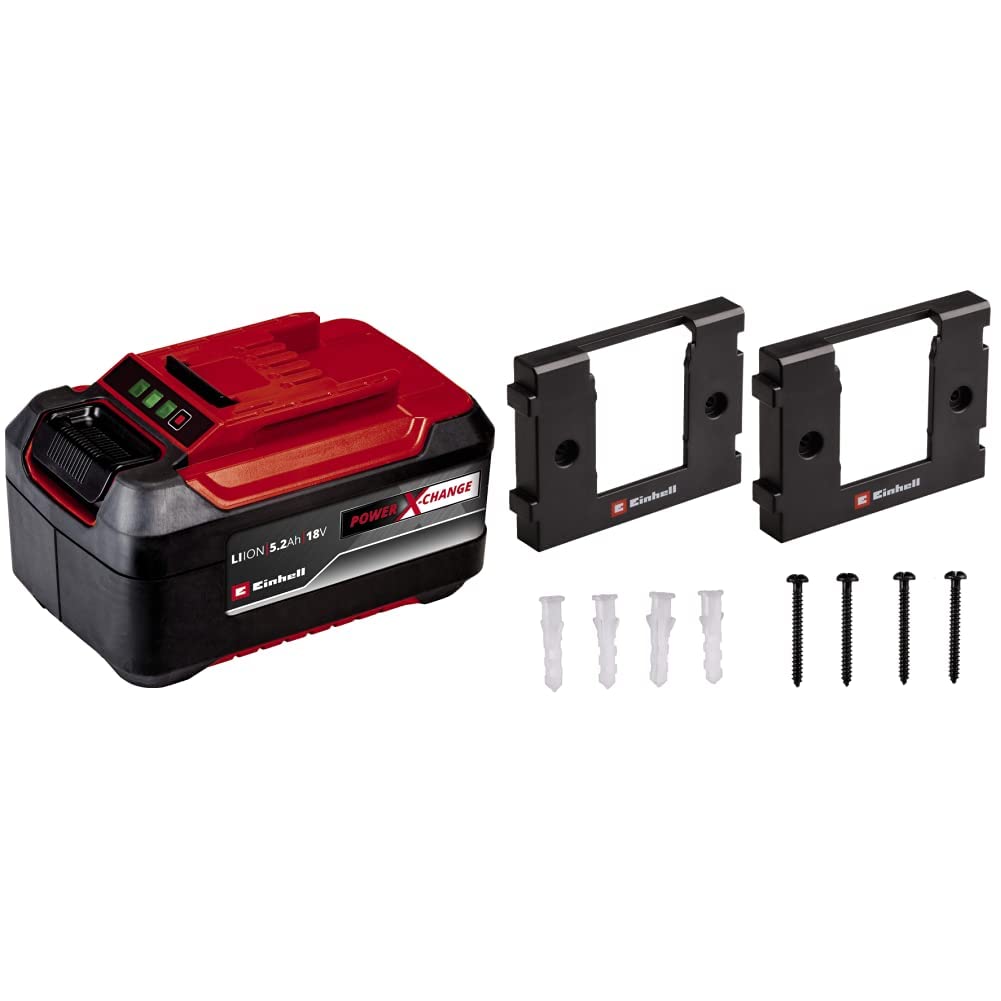 Einhell Original System Akku Power X-Change Plus (Lithium Ionen Akku, 18 V, 5,2 Ah, passend für alle Power X-Change Geräte, inkl. Wandhalterung )
