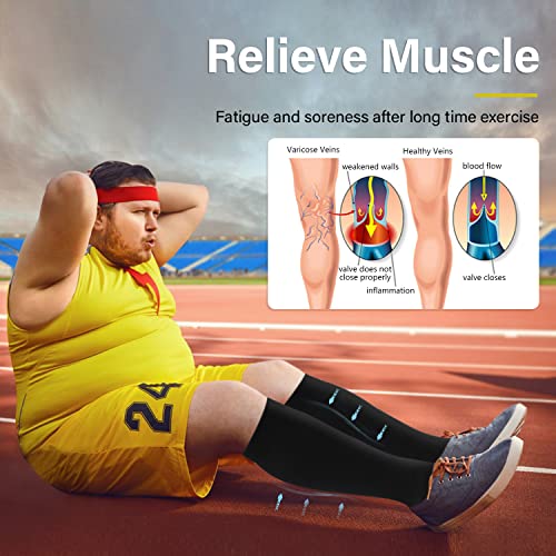 Image of Diu Life 3 Pairs Plus Size Compression Socks for Women and Men Wide Calf Extra Knee High Support for Circulation