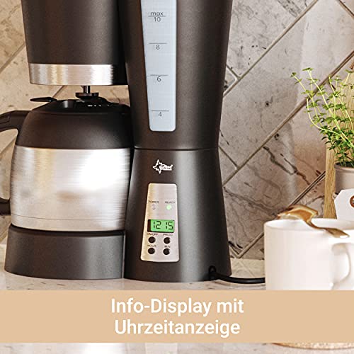 SUNTEC Filter-Kaffeemaschine mit Thermoskanne 1 Liter Füllmenge 8-10 Tassen Edelstahl Schwarz | Coffee Machine Timer… – Bild 4