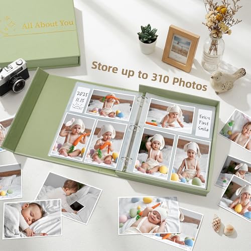 Caja de fotos de 4x6 con carpeta de lino de 3 anillas para 305 copias 6