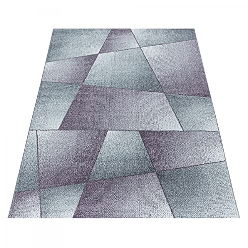Tapis violet 80 x 150 cm au design abstrait et graphique