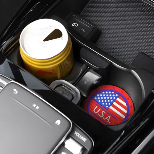 Portavasos para carro con diseño bandera USA, rojo, 2 piezas miniatura 5