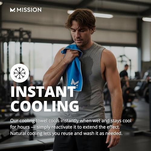 MISSION Original Cooling Towel- Evaporative Cool Technology, Cools Instantly When Wet, UPF 50 Sun Protection, for Sports, Yoga, Golf, Gym, Neck, Workout, 10” x 33”- Black (107102) - image 6