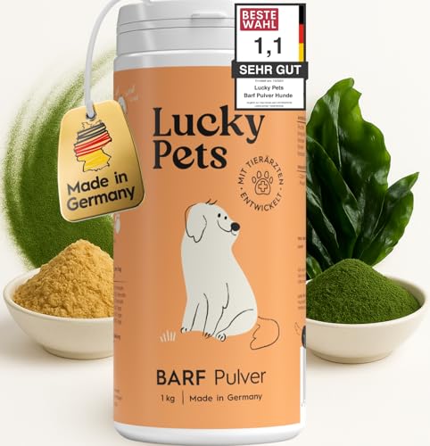 Lucky Pets Barf Pulver 1kg - Seealgenmehl Hund, Barf Zusatz Hund, 100% natürliche Mineralien und Vitamine für Hunde, Unterstützt gesunde Knochen, Haut und Fell