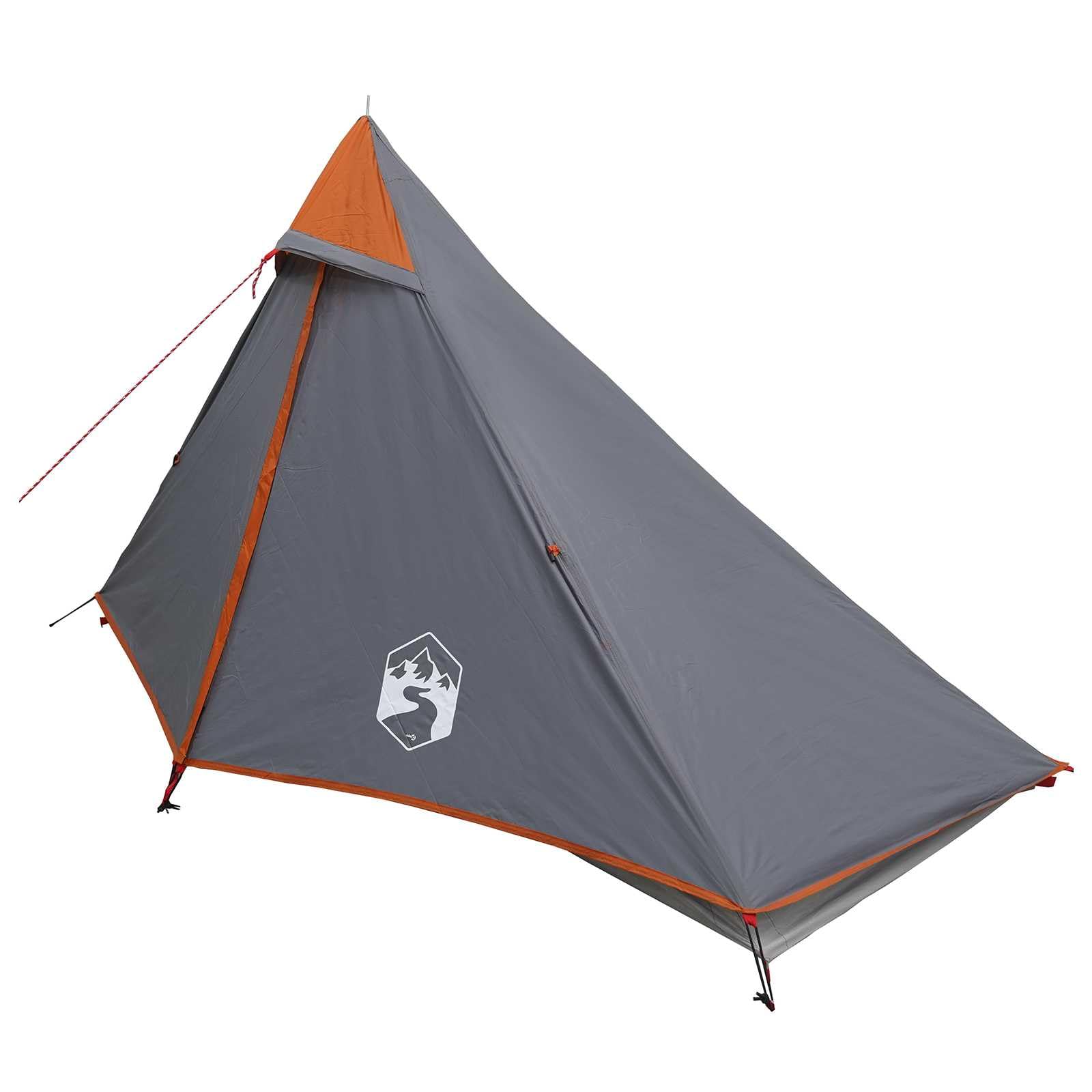 Trekkingzelt Grau und Orange 222 x 85 x 125 cm leichtes ultraleichtes wasserdichtes Biwakzelt mit UV-Schutz und Moskitonetz für Camping, Wandern, Outdoor und Survival