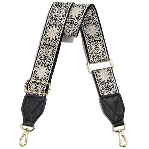 Image of Purse Strap,1.5 inch Leather End Shoulder Strap Adjustable Replacement,Retro Multi-Pattern Crossbody Bag Straps