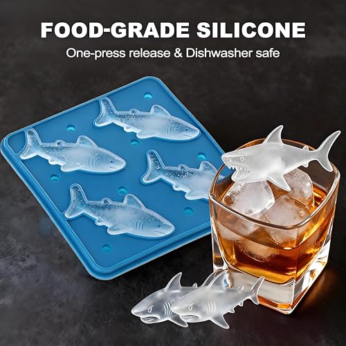 Molde de hielo de silicona con diseño de tiburón azul miniatura 5