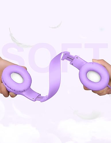 Miniatura 15 de Auriculares para niños con cable, auriculares sobre la oreja para niños con micrófono, límite de volumen de 85/94 dB, auriculares para niños y niñas