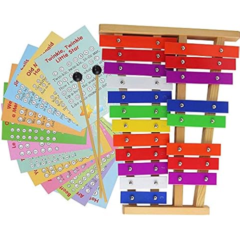 20 Note Chromatic Glockenspiel - Metal Xylophone - Sheet Music Cards with Songs Cover