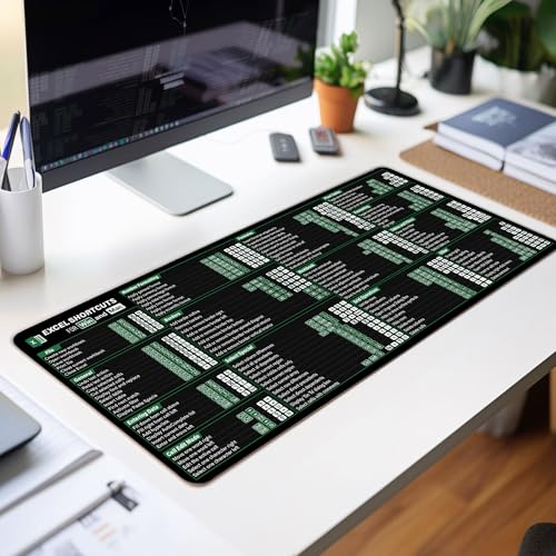Image of Excel Shortcuts Cheat Sheet Mouse Mat KMH Office Cheatsheet Mouse Pad for Windows Ma.c, Excel Large Desk Mat, Mousepad Essential Computer Accessories for Study, Work, and Reference Purposes