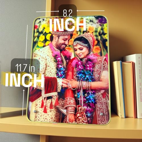 Image of Personalized Photo Frame for Wedding, Anniversary & Memories Photo Frame, Customizable Picture Display, Perfect for Birthday, Anniversary, Wedding Gift (Gold A4)