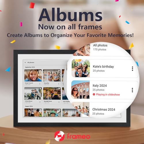 Image of 21.5inch FRAMEO Digital Photo Frame with 1920x1080 FHD IPS LCD Touch Screen, Dual-WiFi Share Moments via Frameo, 32GB Storage, USB Drive /SD Card Extend Storage, Auto-Rotate, Wall Mountable with VESA