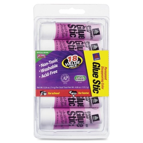 Avery Permenent Glue Stick - 0.26 oz - 18/Pack - Purple