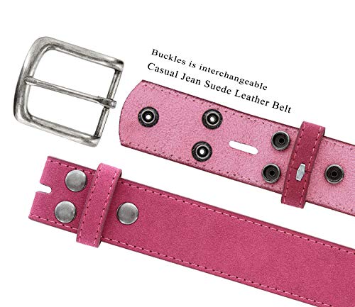 Image of Men's Belt Rounded Edge Heel Bar Buckle Casual Jean Suede Leather Belt 1 1 /2 inch Wide