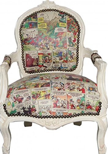 Casa Padrino Baroque Chaise haute Comic Aspect cuir vieilli/crème – Fauteuil