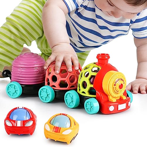 iPlay, iLearn Baby Toy Train, Infant Soft Cars for 6-12 Month Boy, Musical Push N Go Truck, Toddler Sensory Ball Rattle, Development Grasp Babies...