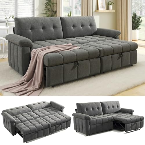 Jocisland 93” Convertible Sofa Bed with Pull-Out Sleeper, 4-in-1 Couch
