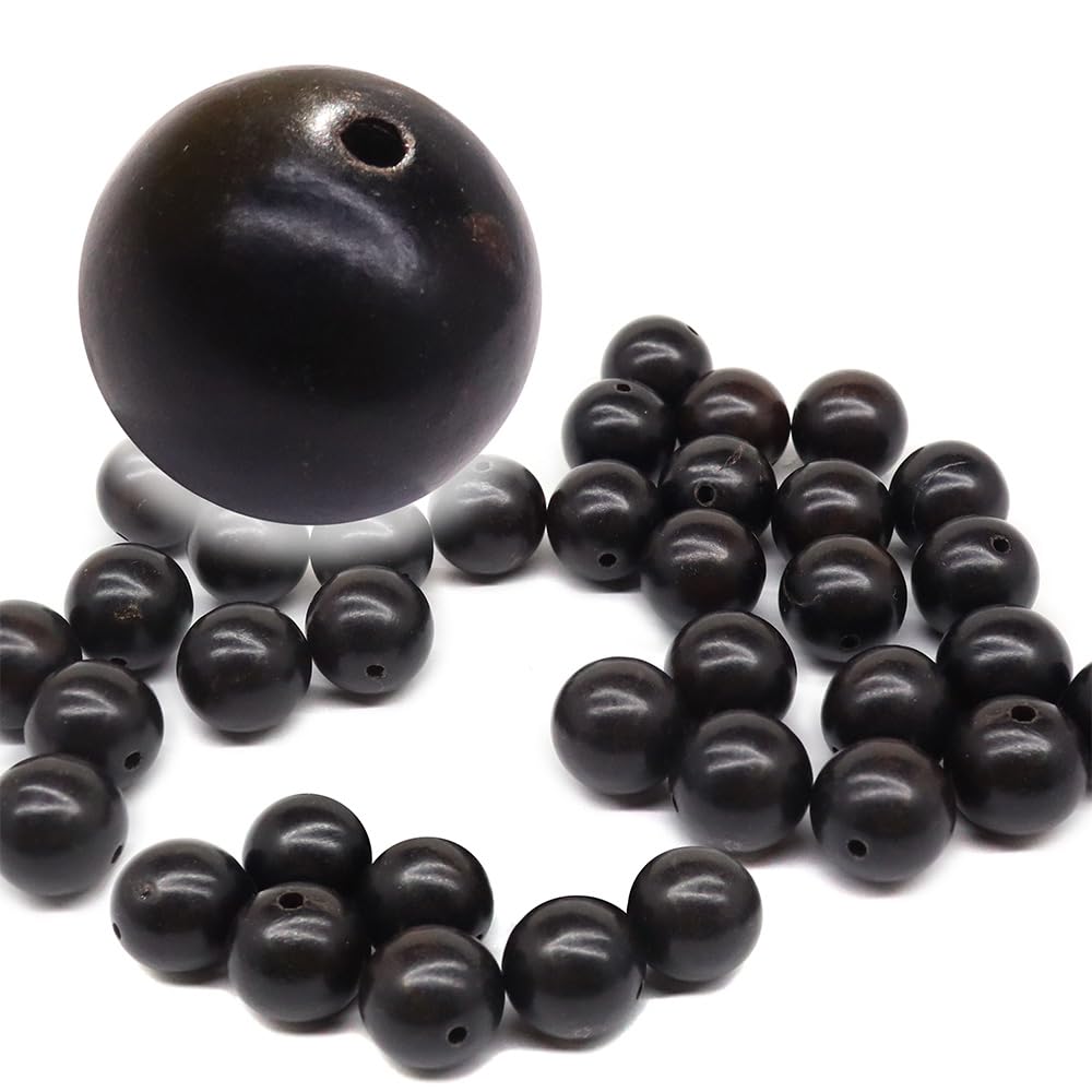 Amazon.co.jp: 天然木 黒檀木 ウッドビーズ 8mm 10mm 12mm 10粒 数珠玉