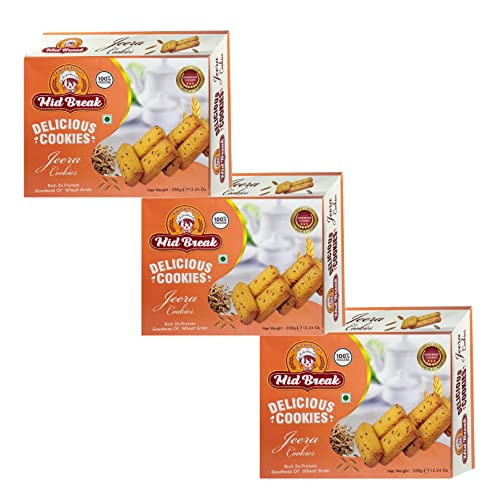 Image of Mid Break - Jeera Biscuits | Jeera Cookies | Cummins Biscuits | Cummins Cookies | 25% Less Fat | Premium Handmade Cookies | 300 Gms X 3 | Pack Of 3
