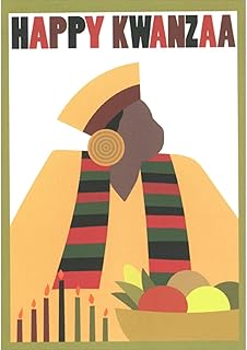 Designer Greetings Silhouette in Traditional African Clothing and Sash Kwanzaa Card