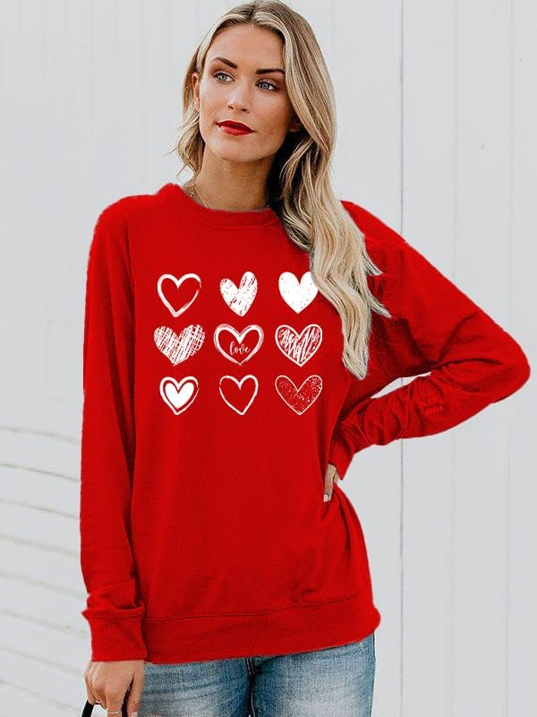 Valentine Sweatshirts for Women Heart Sweatshirt Cute Valentine Shirt Valentines Day Long Sleeve Pullover Top - Image 3