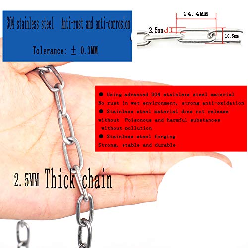 SOFIALXC 304 Stainless Steel Safety Chain Foot Chain,with Quick Link,Loop Chains 5M Long Boat Docking & Anchoring Products