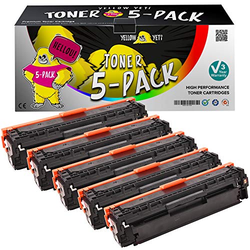 YELLOW YETI 305X 305A 5 Cartuchos de Tóner compatibles para HP LaserJet Pro 300 M351a MFP M375nw Pro 400 M451dn M451dw M451nw MFP M475dn M475dw | CE410X 4000 páginas CE411A CE412A CE413A 2600 páginas