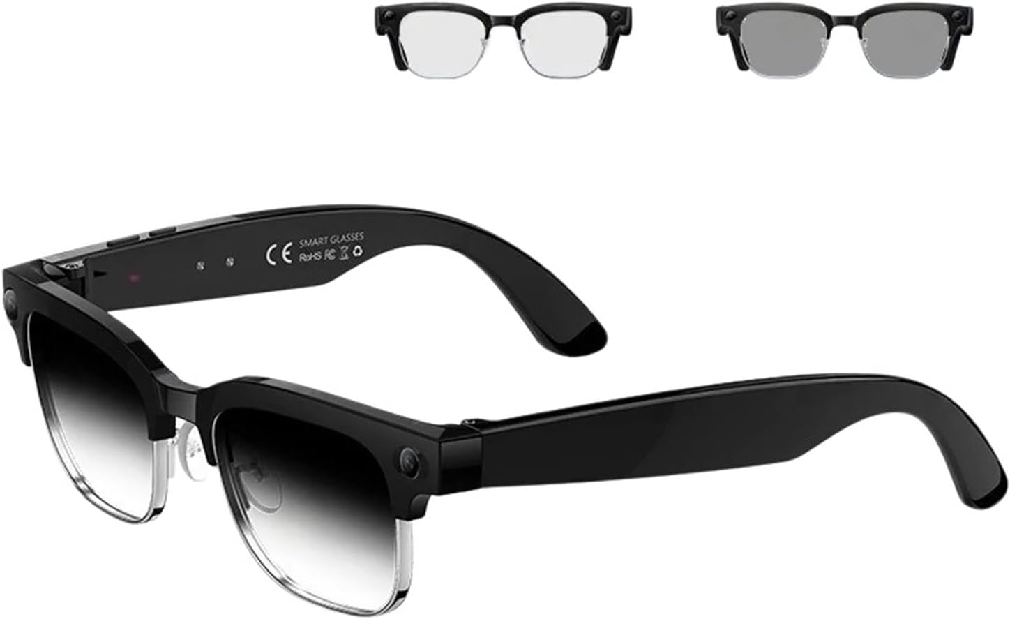 Compatible for AI Smart Glasses 8 Million Pixels Recording Videos Photo Recognition Answer Translation 290mAh IP66 Waterproof Bluetooth Glasses(Anti Blue Light)